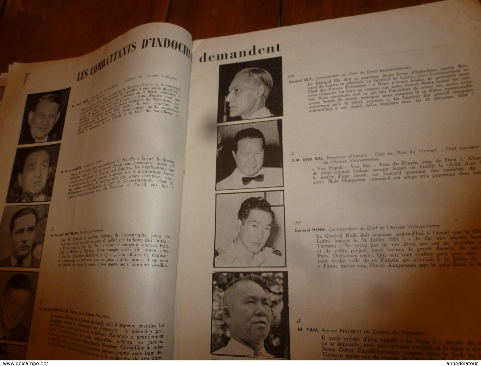 1955 LE COMBATTANT D'INDOCHINE:J'étais prisonnier du Vietminh; Opé. Fellaga de G. de Villiers; Mitterand; Ho Chi Minh