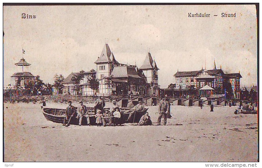 Binz, Kurhaufer-Strand Gruppo Di Persone  In Spiaggia, Primo '900 - Rügen