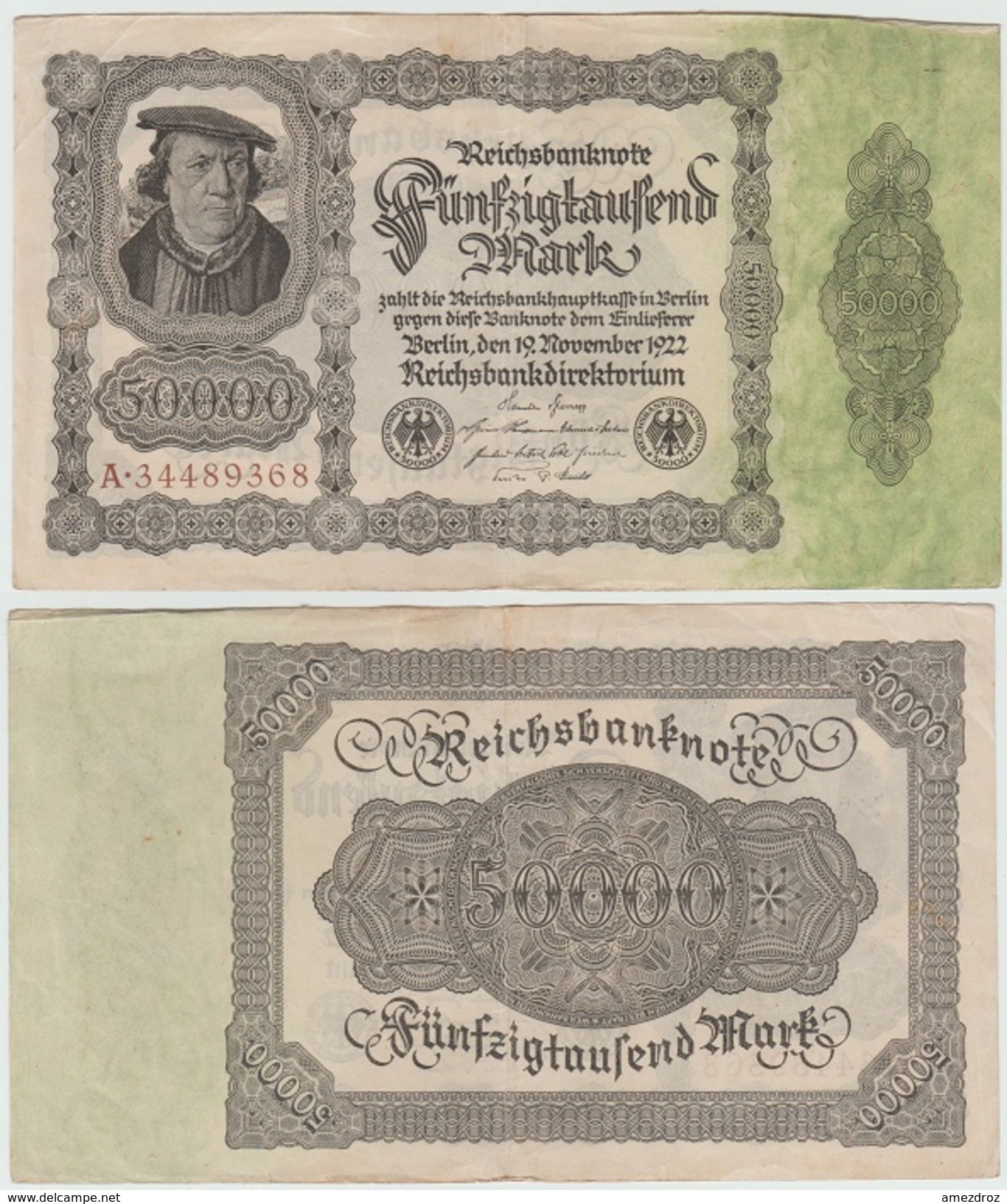 Billet Allemagne 1922 50000 Reichmark - 50000 Mark