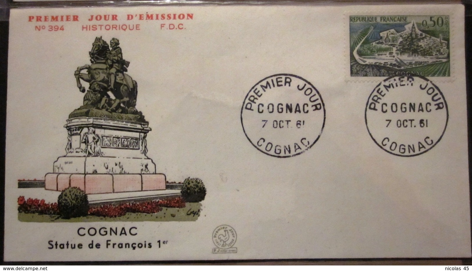 FDC - 1961 - YT 1314 - Cognac - François 1er - 1960-1969