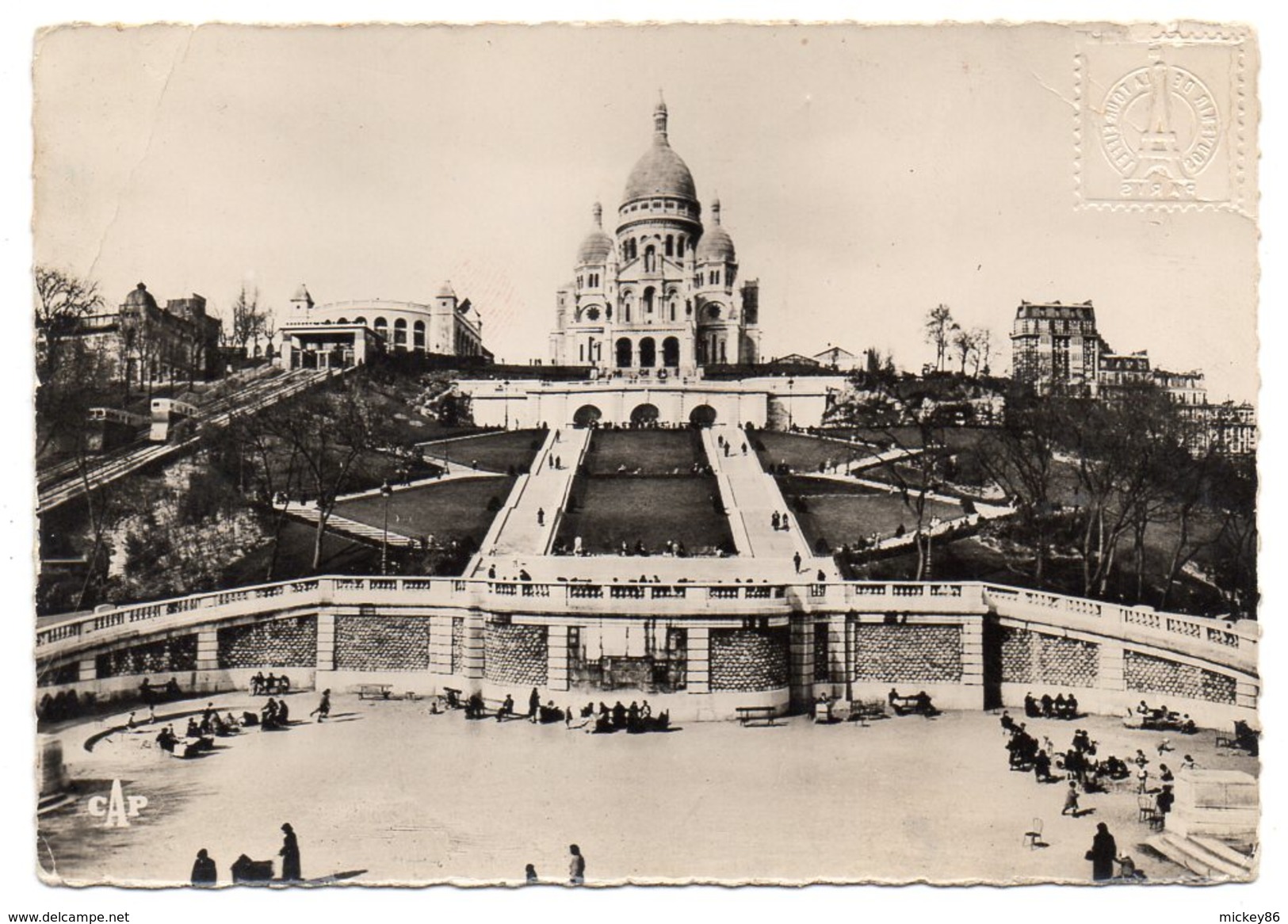 EMA--1957--"Souvenir Du Sommet De La Tour Eiffel"-PARIS VII--machine N° K 0484 -sur Cpsm Basilique Sacré-Coeur - EMA (Empreintes Machines à Affranchir)