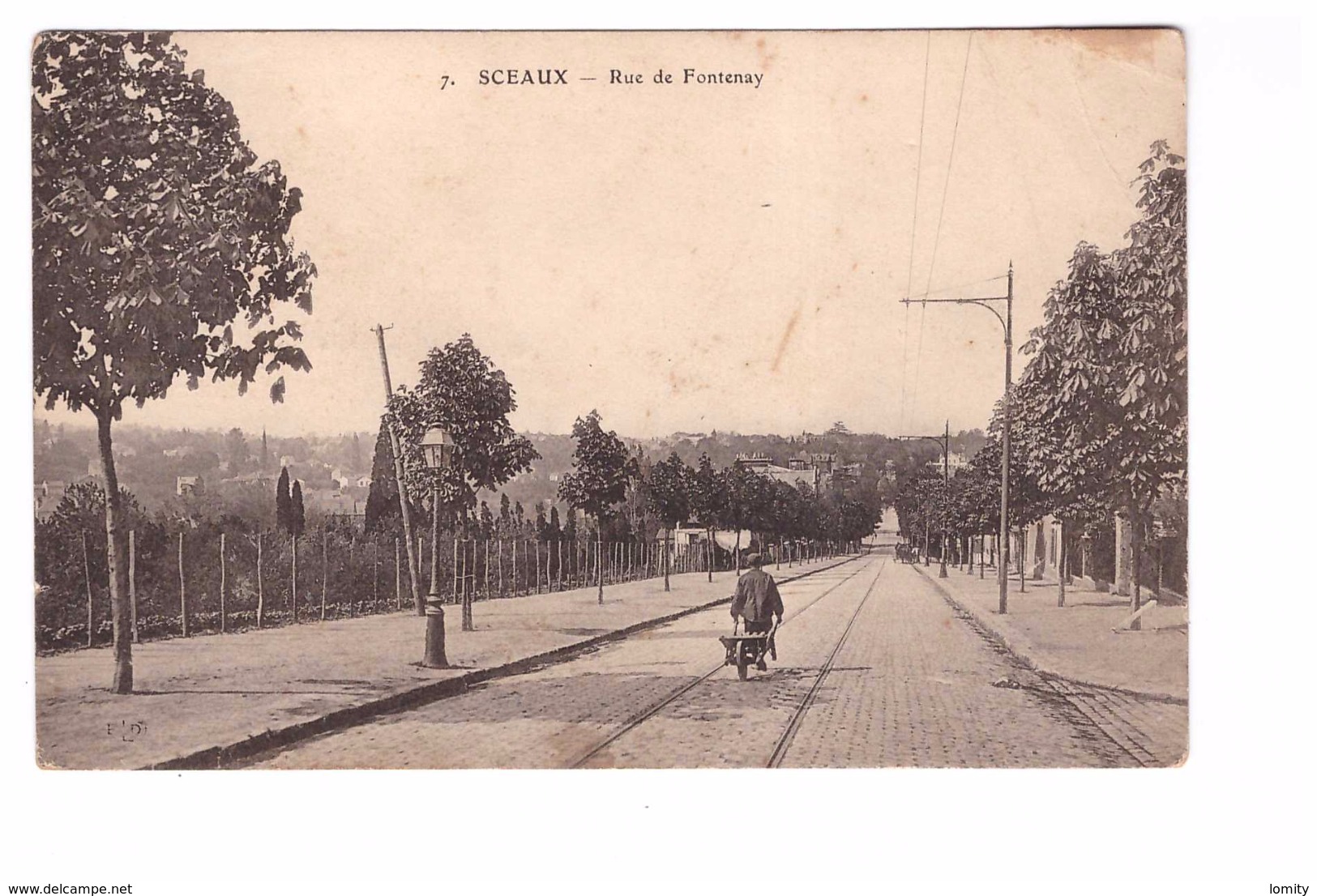 92 Sceaux Rue De Fontenay Cpa Animée Brouette , Carte Rare - Sceaux