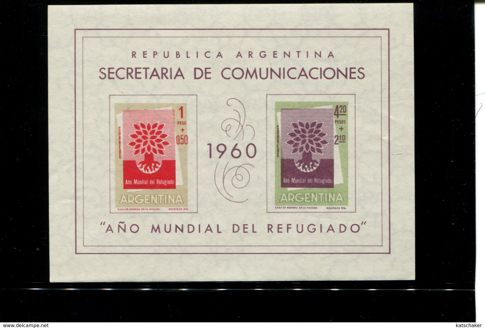 443107052 ARGENTINIE DB 1960 POSTFRIS MINTNEVER HINGED POSTFRIS NEUF YVERT BF 11 - Blocks & Sheetlets