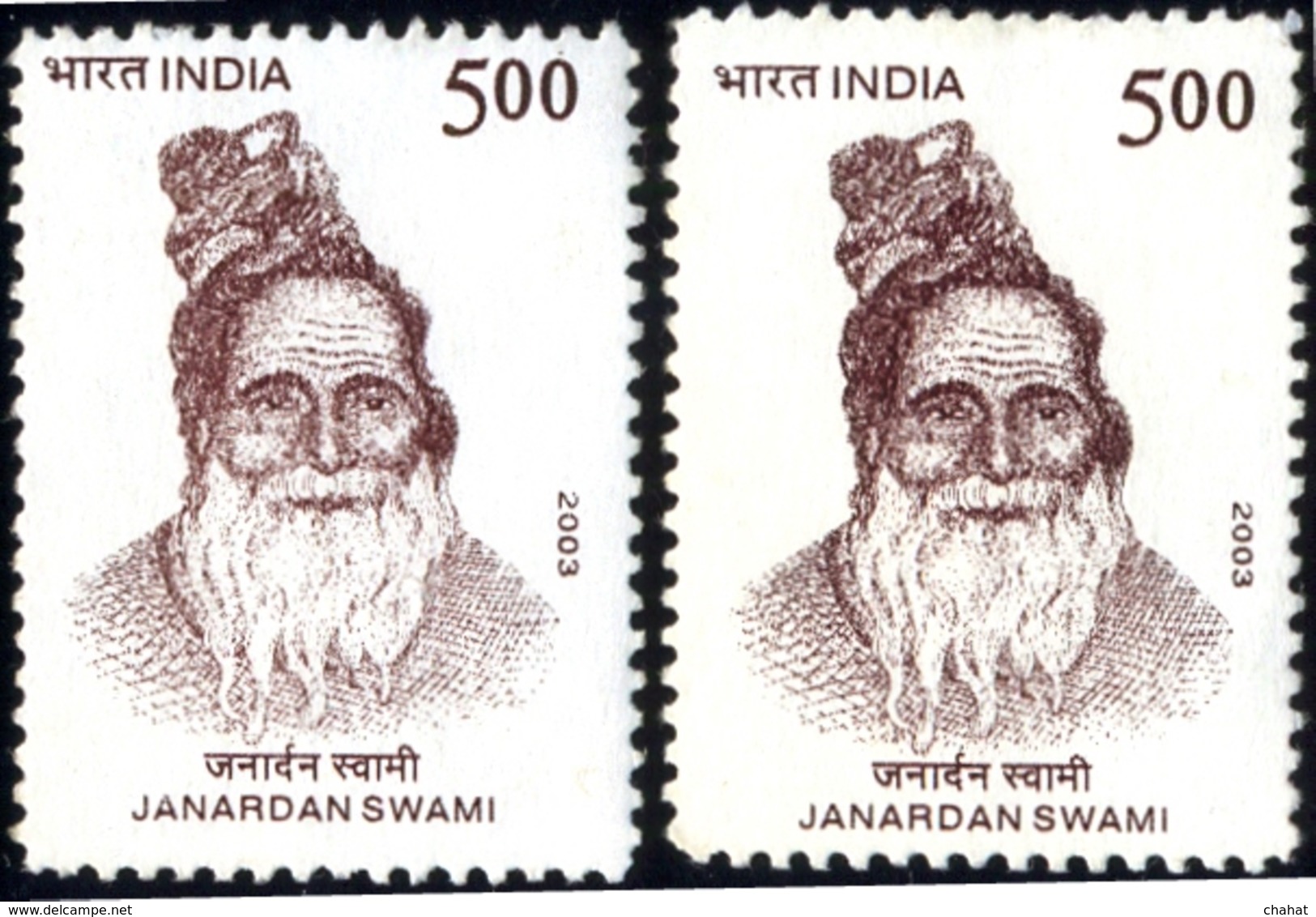 FAMOUS PEOPLE-SAGES & SAINTS-JANARDAN SWAMY-ERROR-COLOR VARIETY-INDIA-FU-GW--H1-259 - Plaatfouten En Curiosa