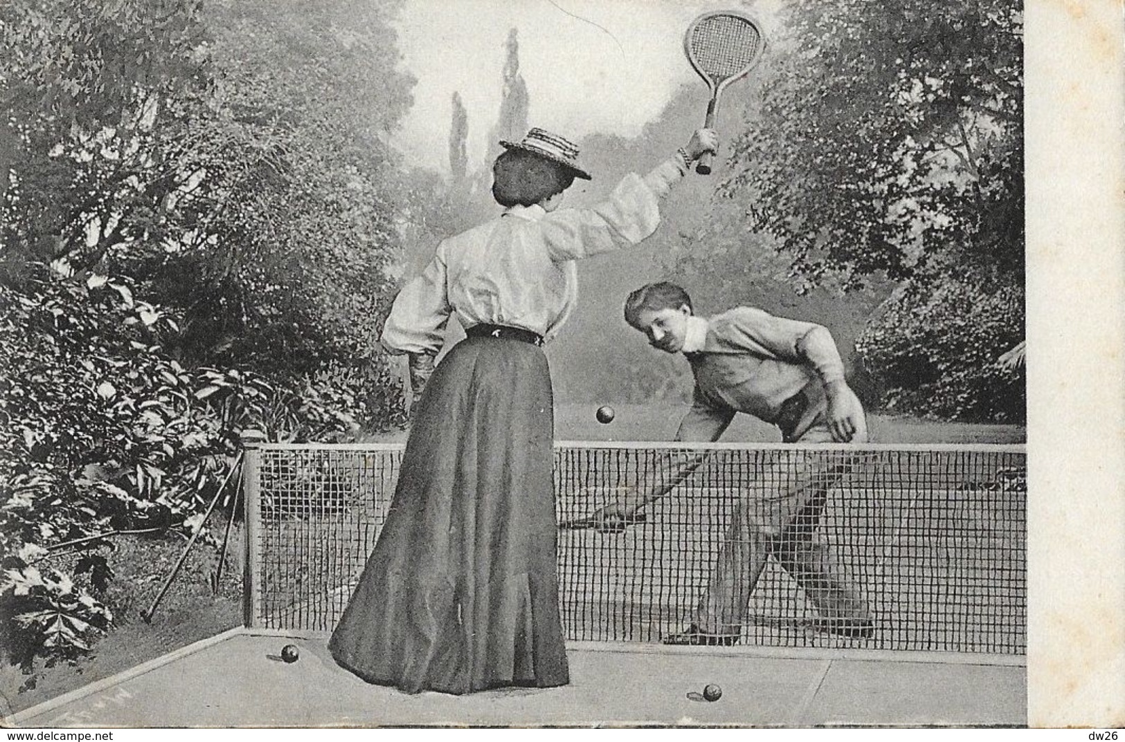 Tennis - Couple De Joueurs Du Début Du XXe Siècle - Carte P.F.B. Dos Simple Série 3823 Non Circulée - Tennis