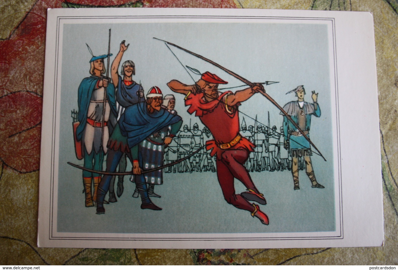 "ROBIN HOOD" - OLD USSR Postcard -1975 - ARCHERY - Archer - Rare! - Archery