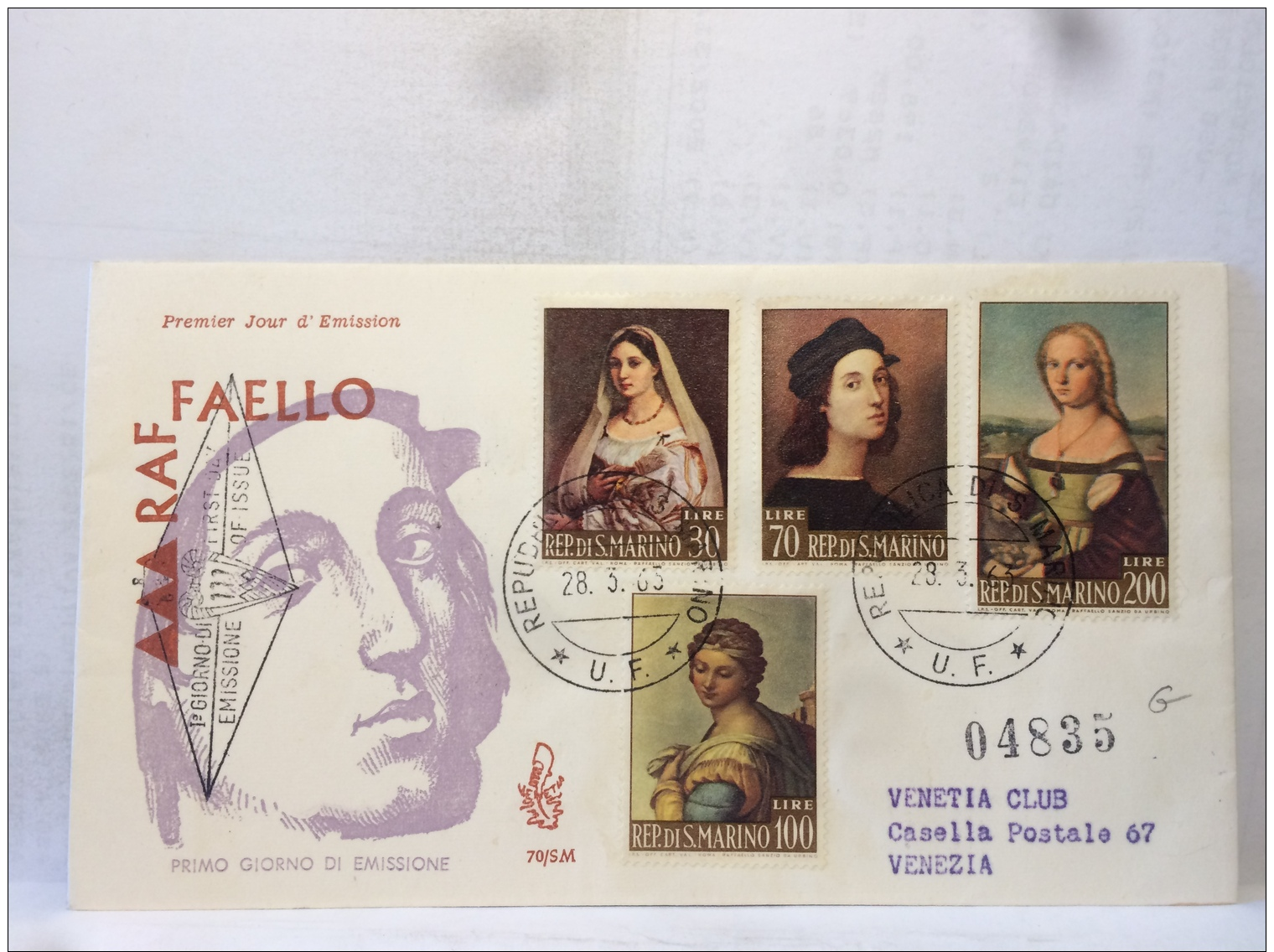 FBD,LETTERA POSTALE,POSTLETTER,F.D.C.PRIMO GIORNO,FIRST DAY COVER,VENEZIA,MANIFESTAZIONI,SAN MARINO,ANNO1965 - FDC