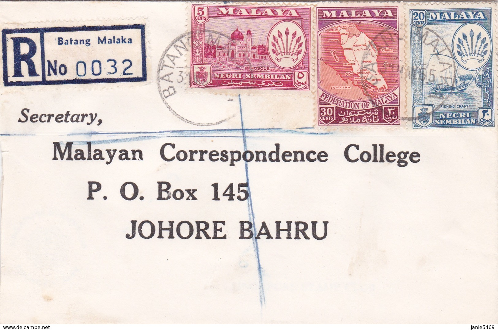 Malaya, Negri Sembilan 1965 Registered Cover - Negri Sembilan