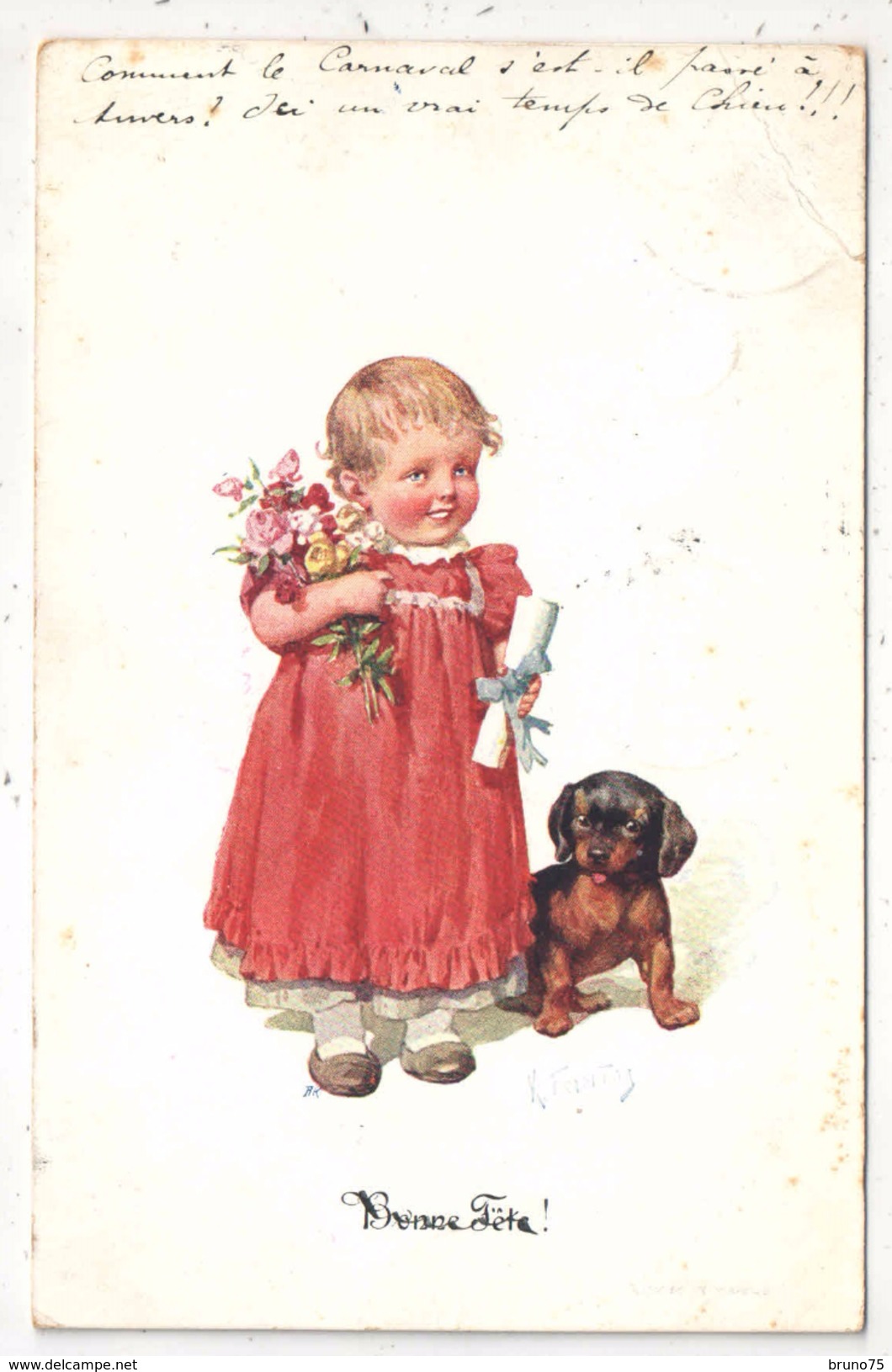 Karl FEIERTAG - Bonne Fête - Enfant - Chien - BKWI 716-5 - 1911 - Feiertag, Karl