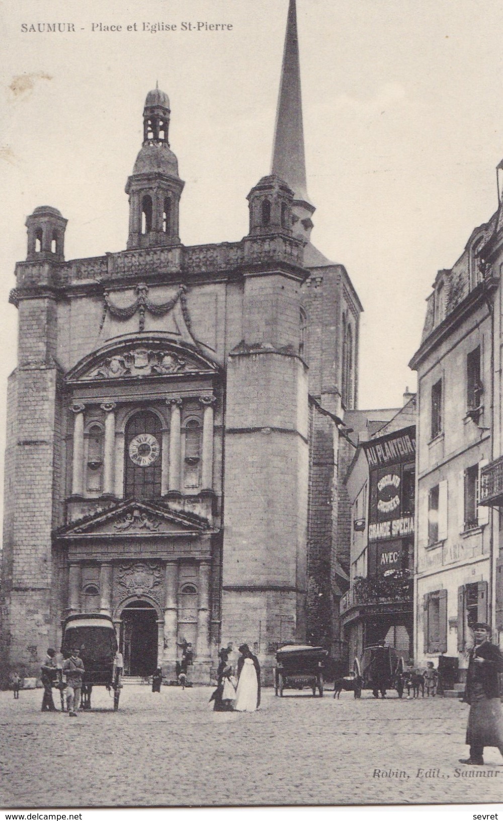 SAUMUR. - Place Et Eglise St-Pierre. Carte Rare - Saumur