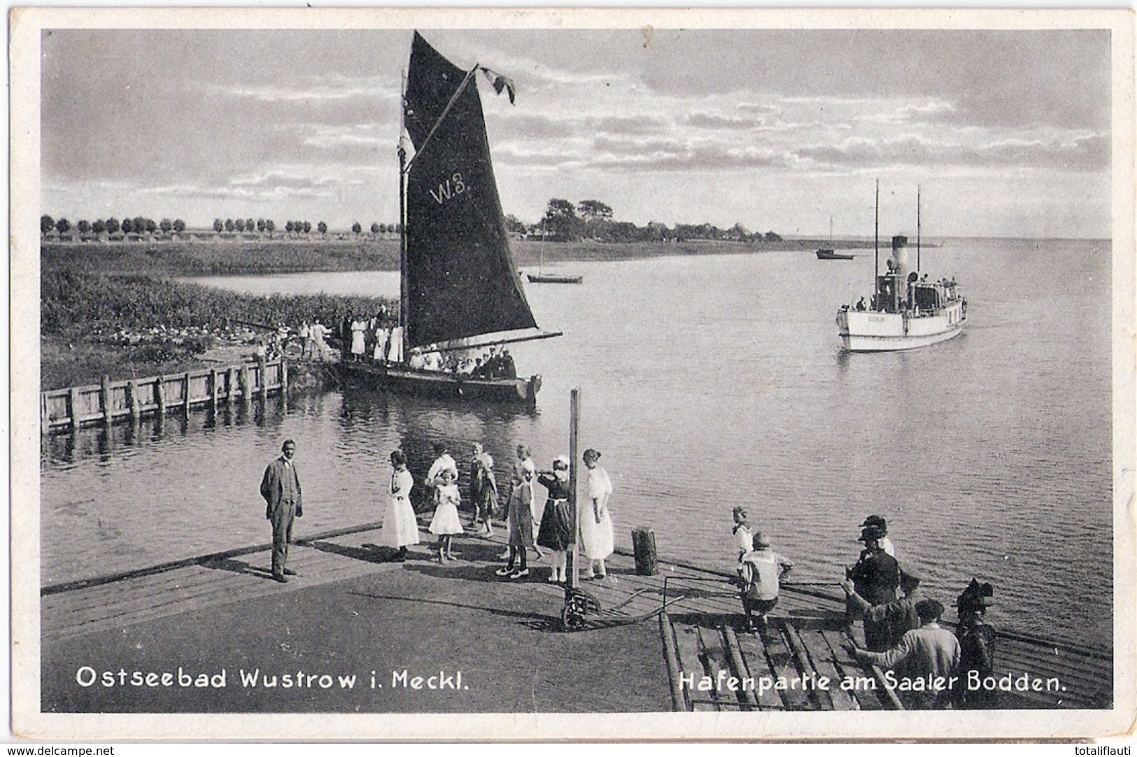 Ostseebad WUSTROW Hafenpartie Am Saaler Bodden Segelschiff Dampfer Gelaufen 18.6.1930 Nach Chemnitz - Fischland/Darss