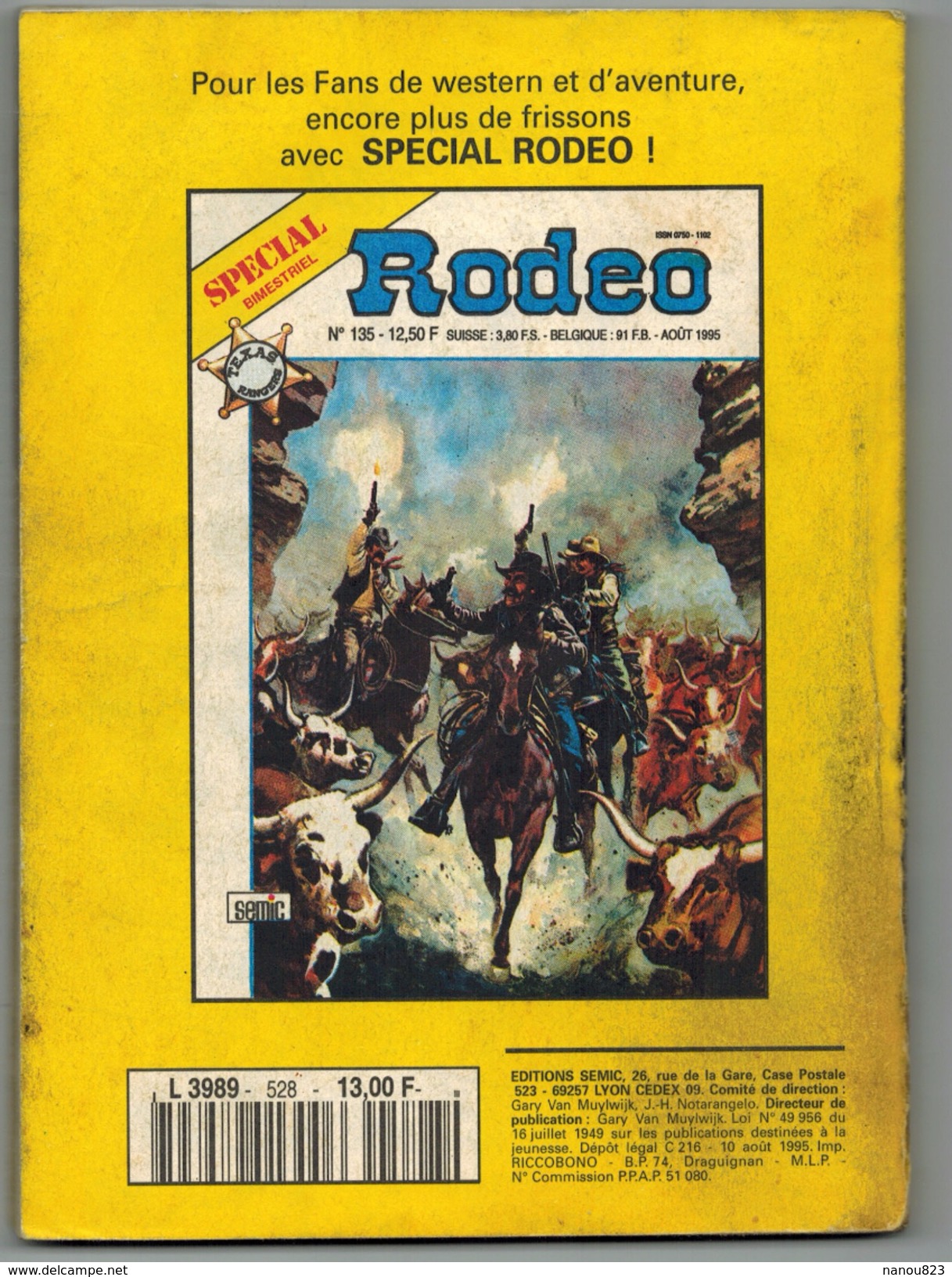 RODEO Edition SEMIC Mensuel N° 528 Août 1995 - Rodeo