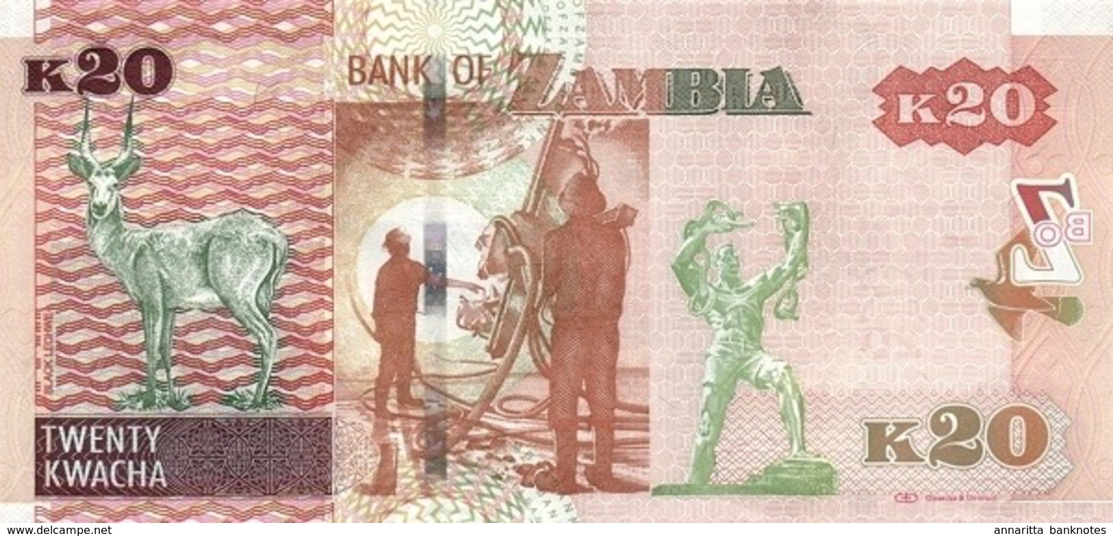 ZAMBIA 20 KWACHA 2012 (2013) P-52a UNC [ZM155a] - Zambia