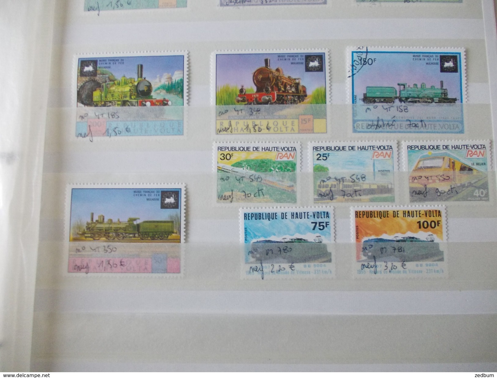 ALBUM 5 collection de timbres avec pour thème le chemin de fer train de tout pays valeur 447.50 &euro;