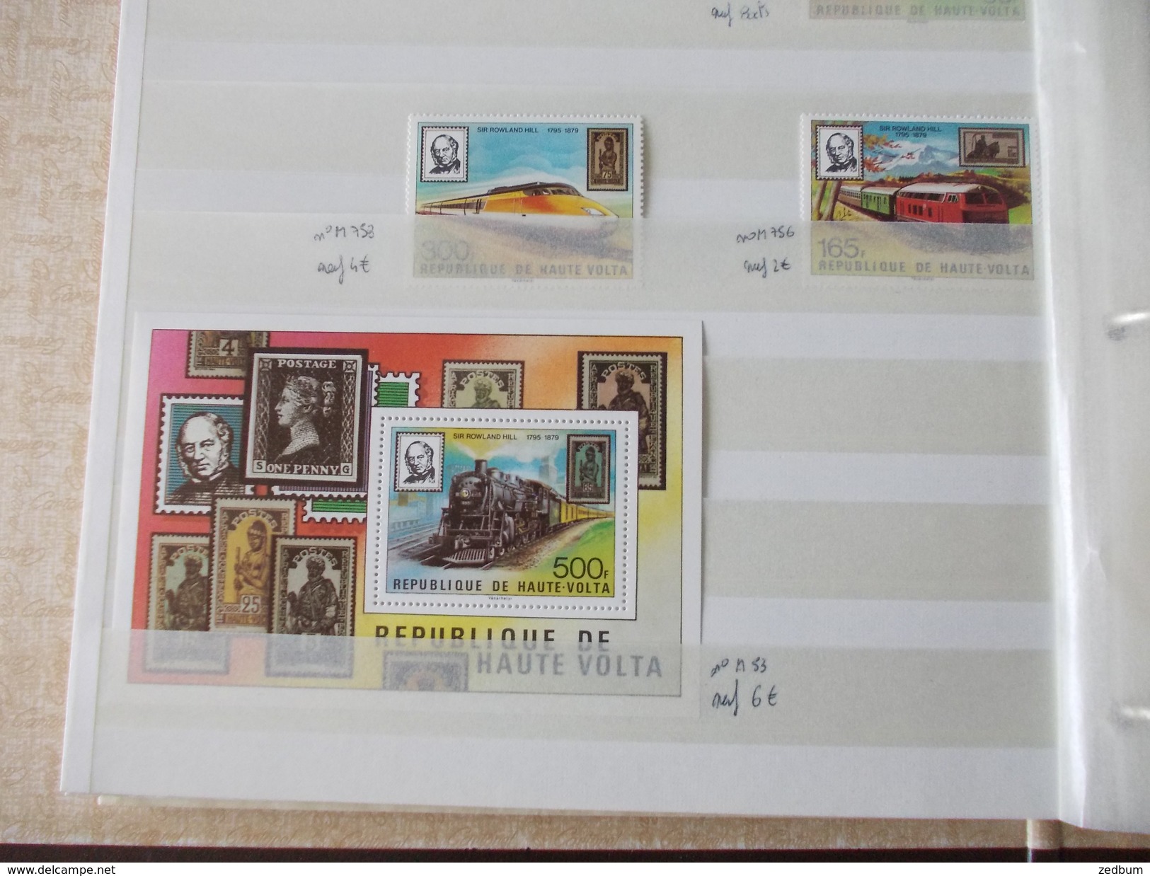 ALBUM 5 collection de timbres avec pour thème le chemin de fer train de tout pays valeur 447.50 &euro;