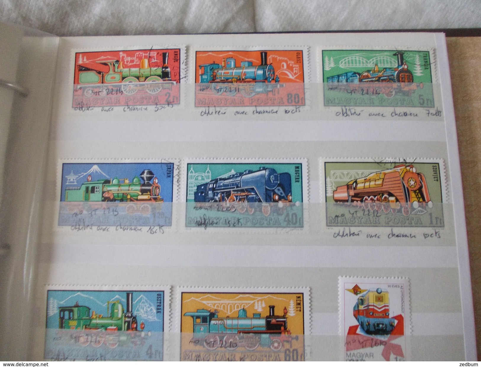 ALBUM 5 collection de timbres avec pour thème le chemin de fer train de tout pays valeur 447.50 &euro;