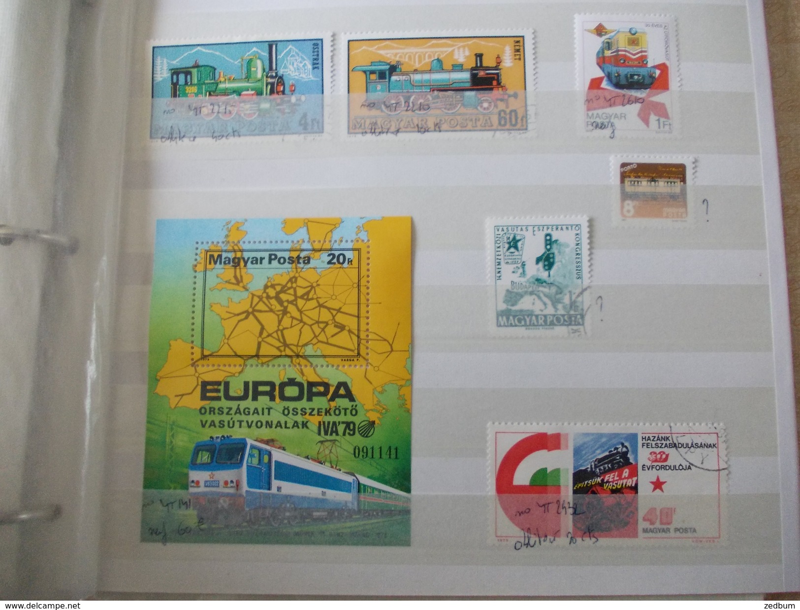 ALBUM 5 collection de timbres avec pour thème le chemin de fer train de tout pays valeur 447.50 &euro;