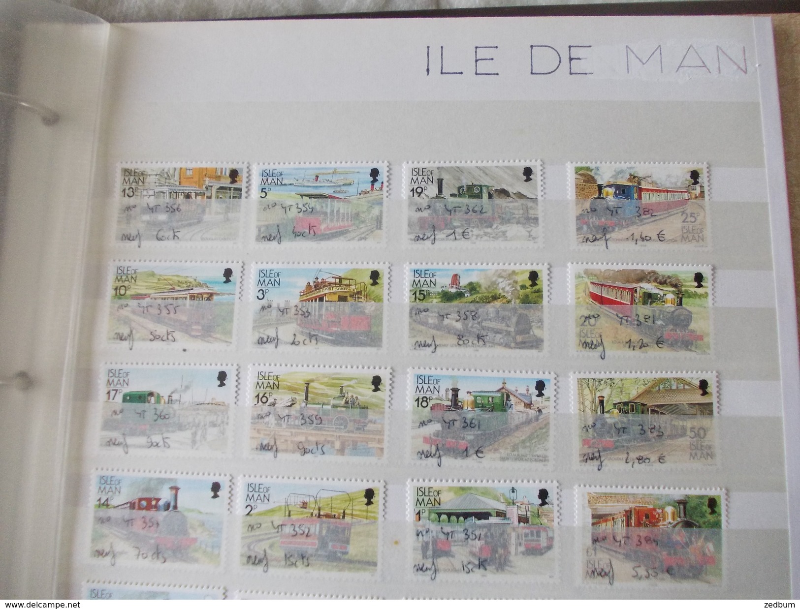 ALBUM 5 collection de timbres avec pour thème le chemin de fer train de tout pays valeur 447.50 &euro;