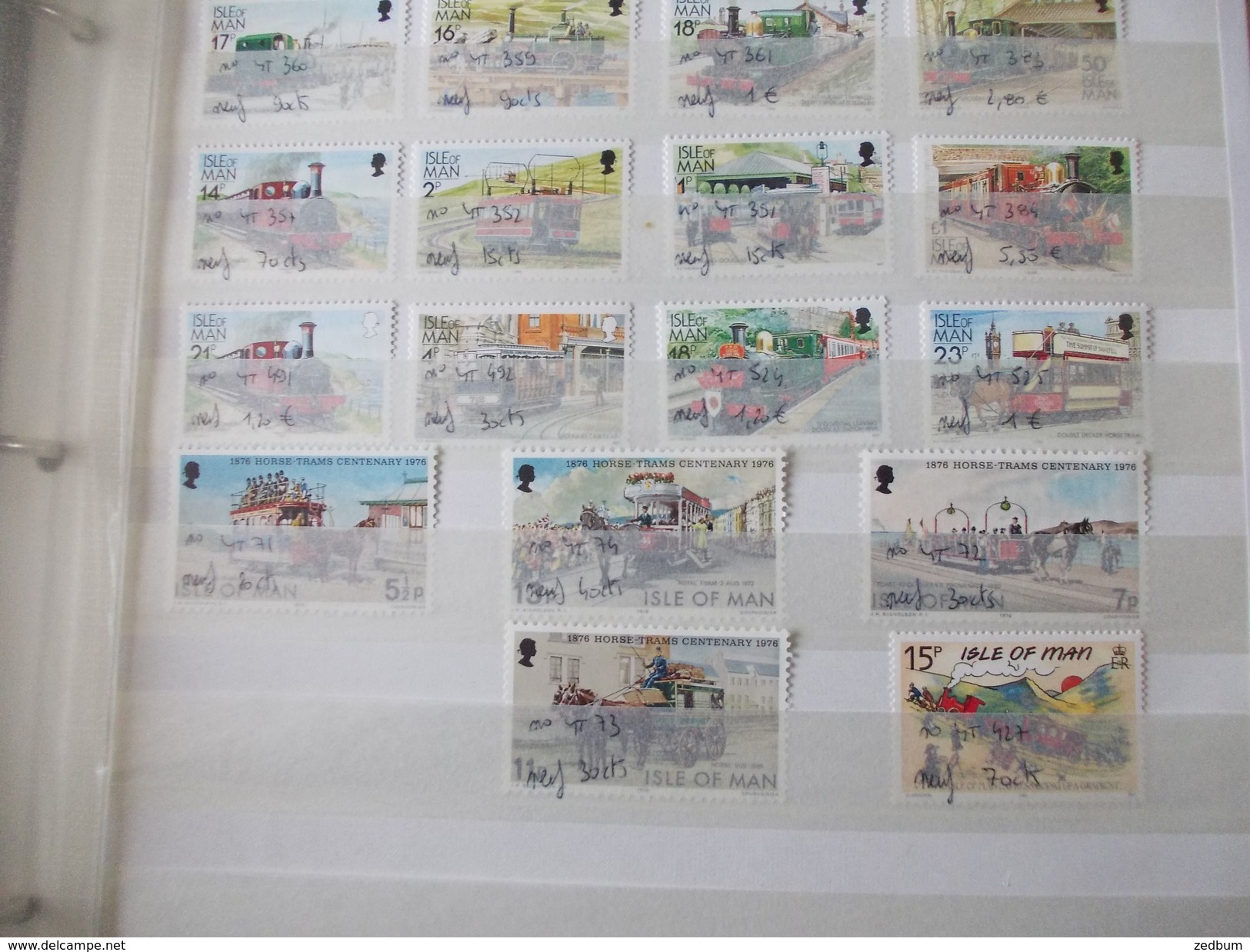 ALBUM 5 collection de timbres avec pour thème le chemin de fer train de tout pays valeur 447.50 &euro;