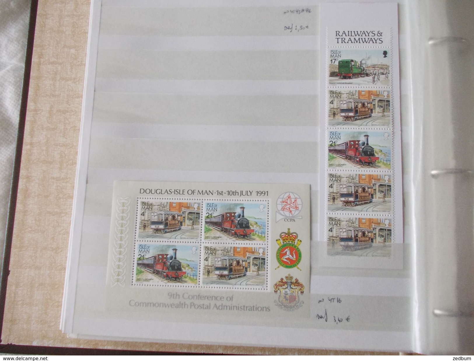 ALBUM 5 collection de timbres avec pour thème le chemin de fer train de tout pays valeur 447.50 &euro;