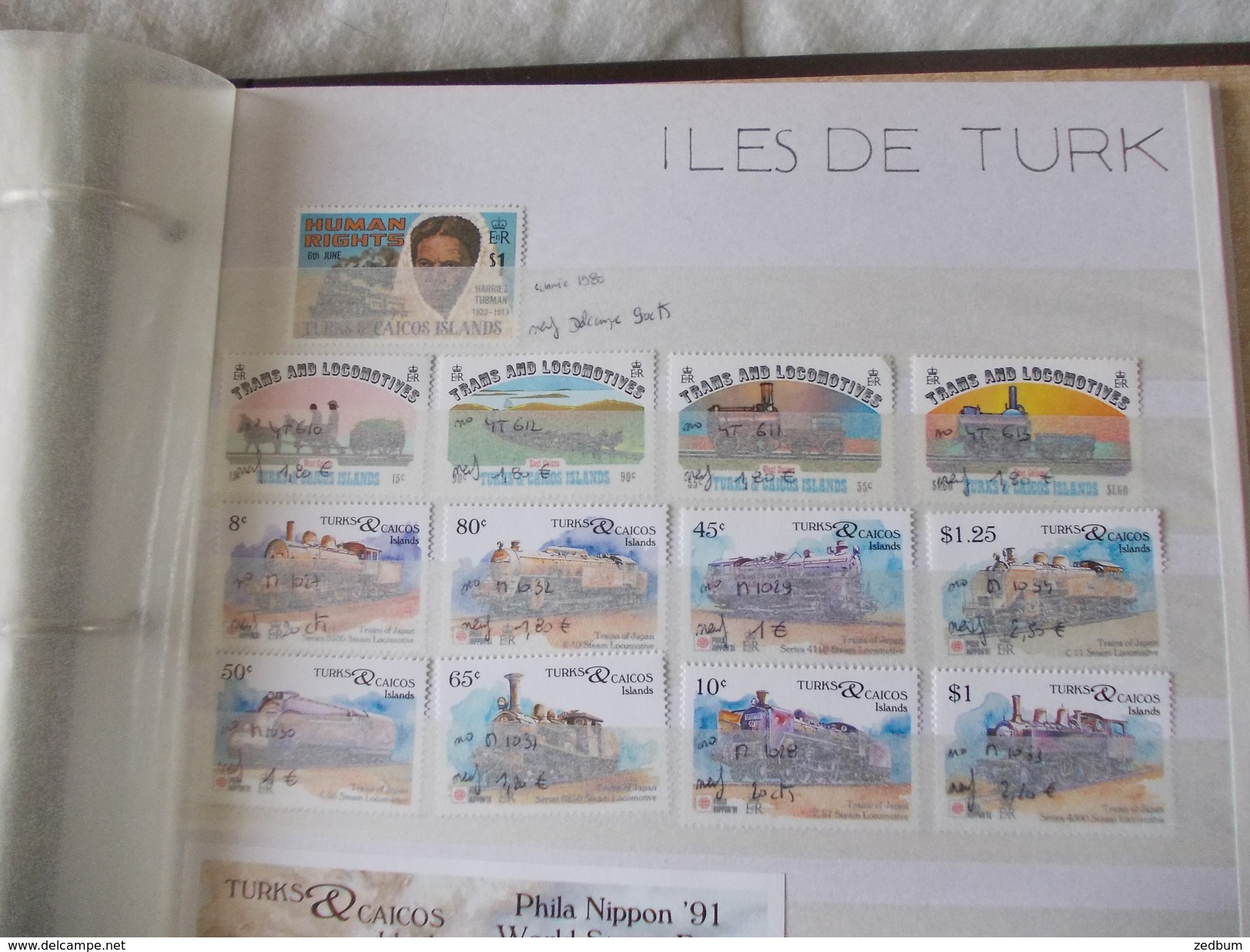 ALBUM 5 collection de timbres avec pour thème le chemin de fer train de tout pays valeur 447.50 &euro;