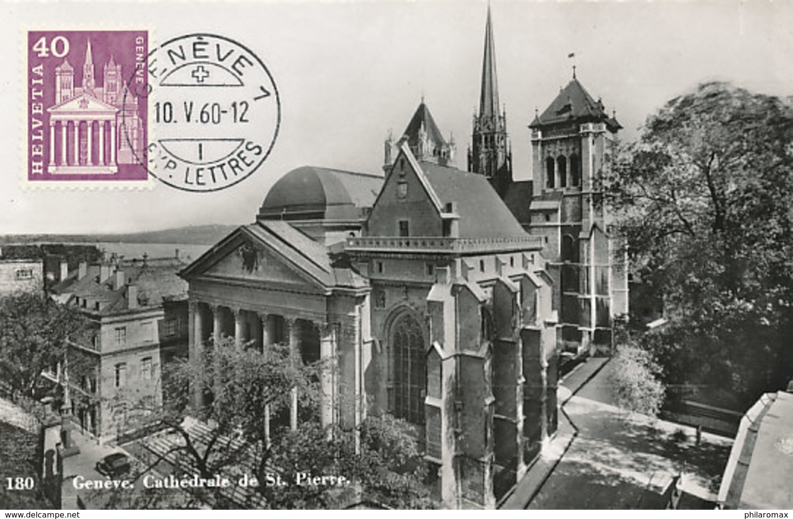 D30036 CARTE MAXIMUM CARD 1960 SWITZERLAND - CATHEDRAL GENEVE CP ORIGINAL - Churches & Cathedrals