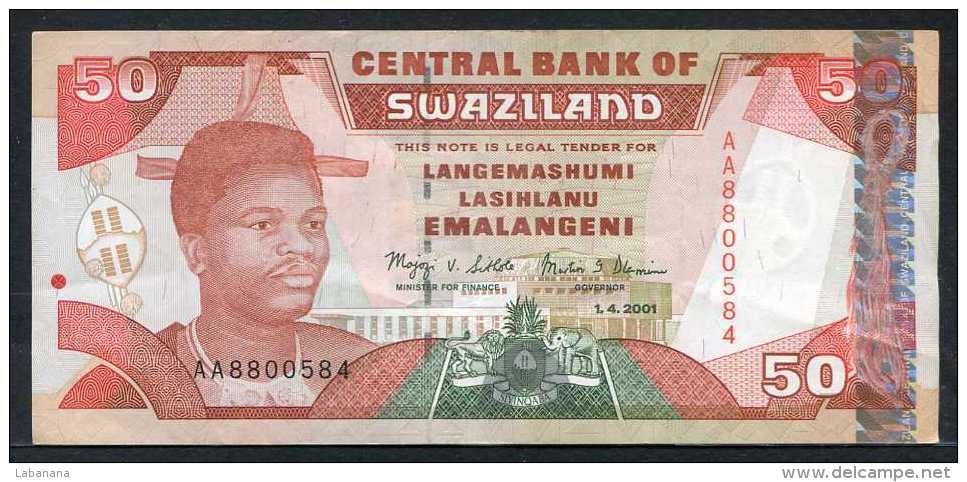 347-Swaziland Billet De 50 Emalangeni 2001 AA880 - Swaziland