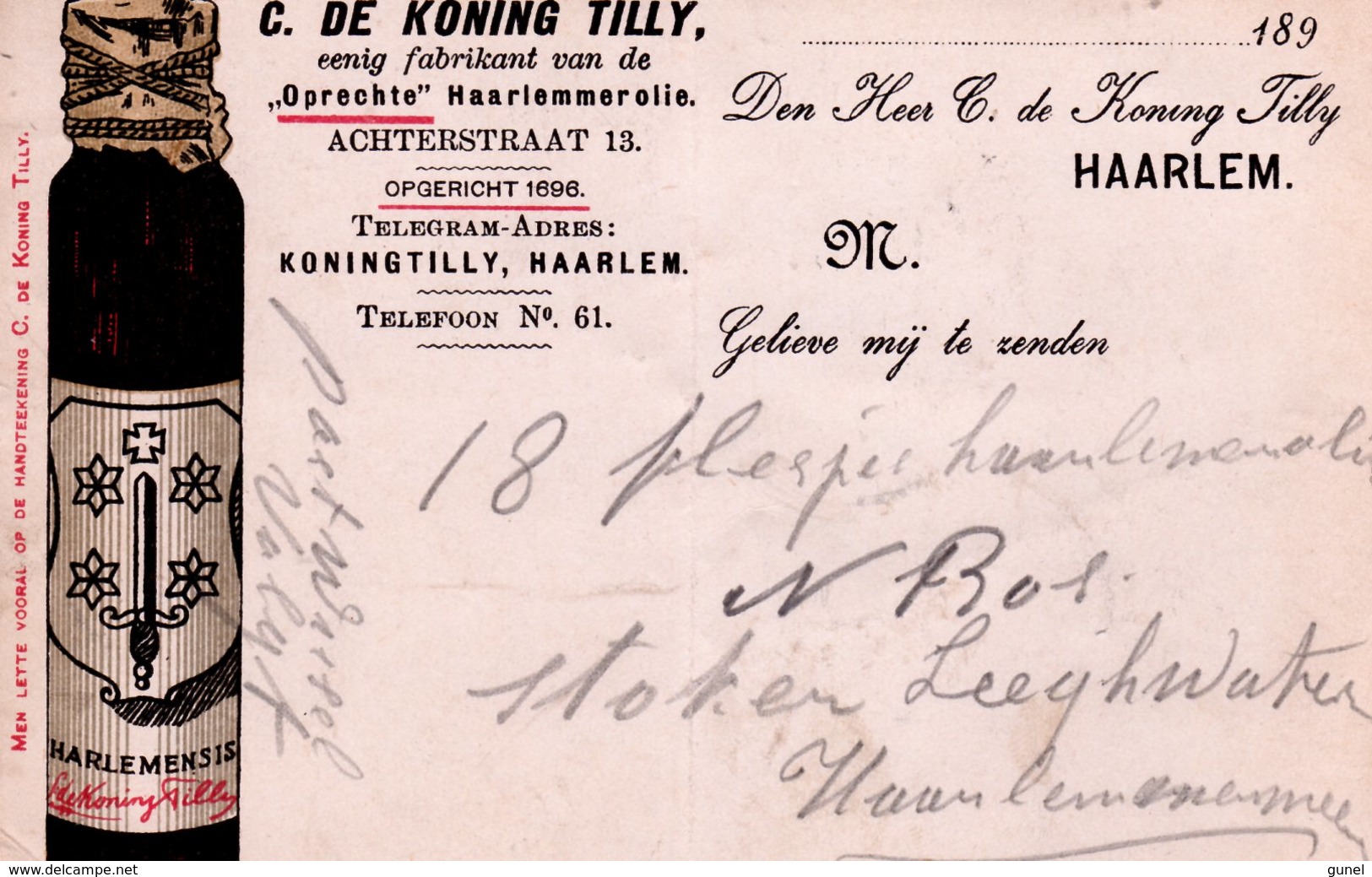 1899 Geïllustreerde  En Voorbedrukte Bk Naar Haarlem Van C.de Koning Tilly Van Haarlemmermeer - Marcophilie