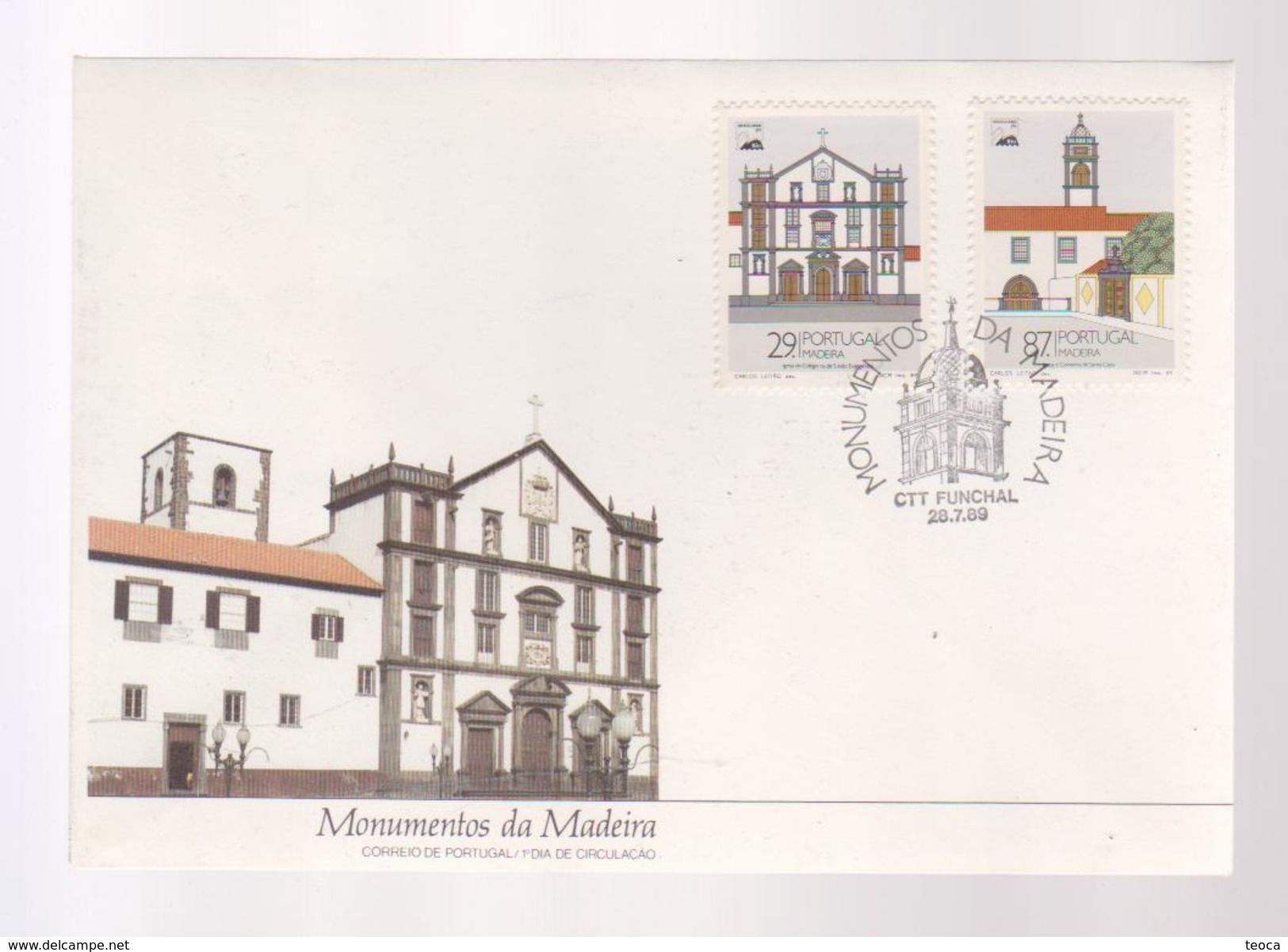 MONUMENTS DE MADEIRA  PORTUGAL 1989 - FDC