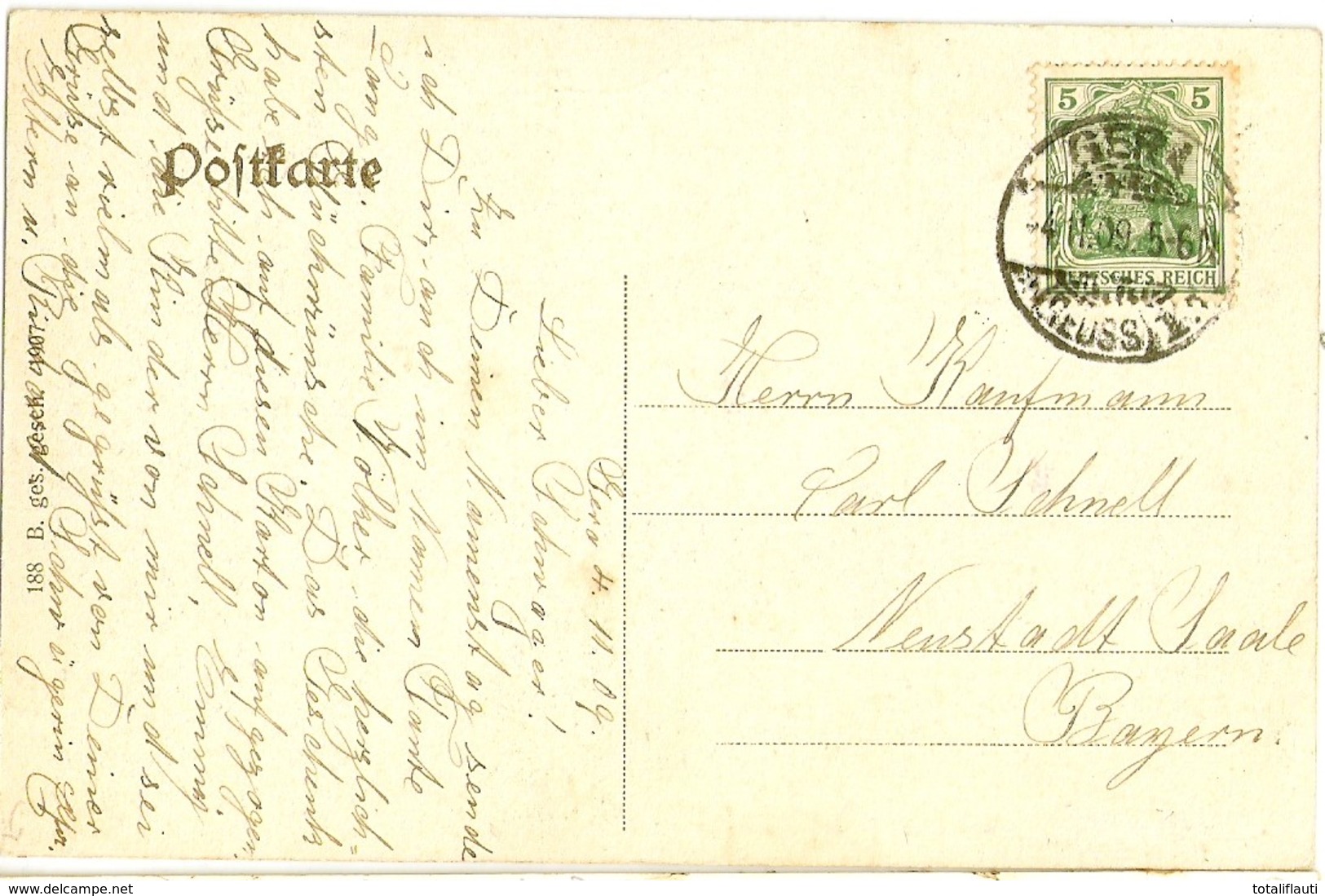 GERA Reuß Passepartout Geldscheinkarte Postbote Geld Briefträger Wappen Bahn Übergang Heinrichsbrücke Gelaufen 4.11.1909 - Gera