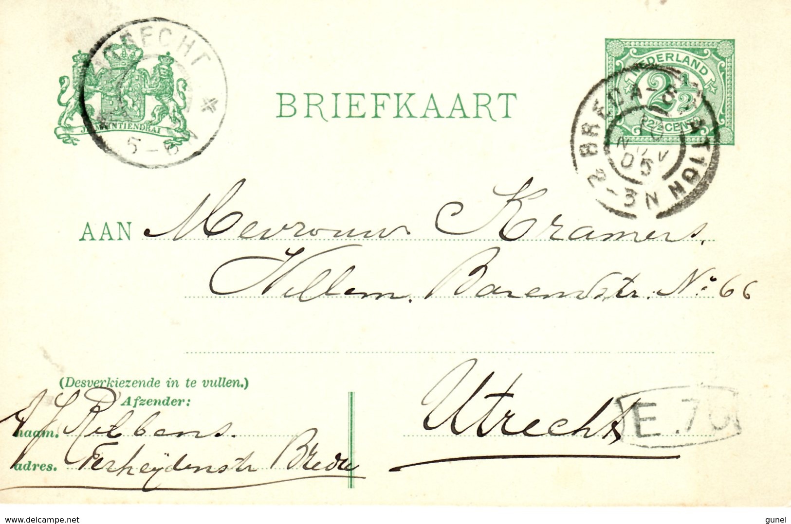 1905 BK G59 Met Grootrond BREDA-STATION Naar Utrecht - Postal Stationery