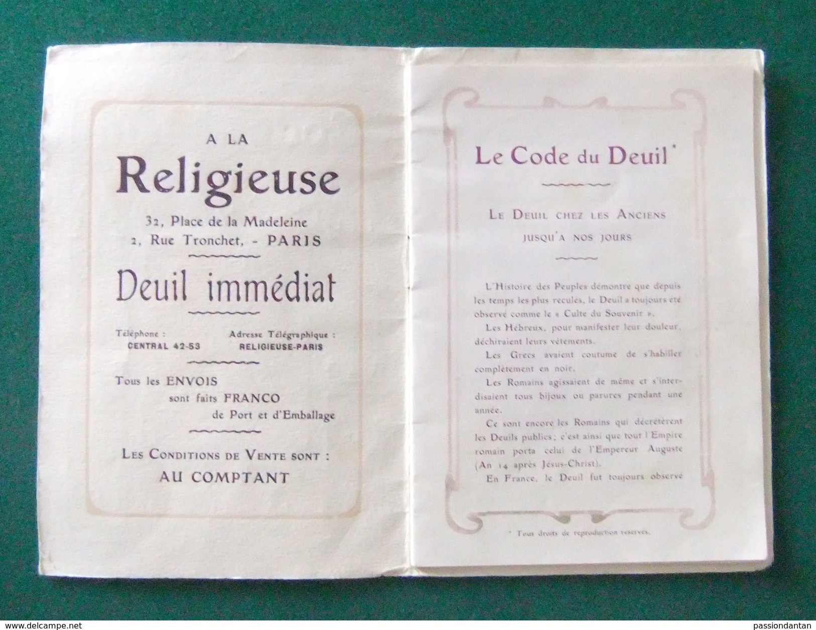 Code Du Deuil édité Par La Maison A La Religieuse à Paris - Décès