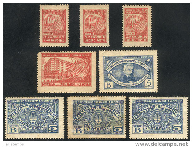 CAJA DE AHORRO: Small Group Of Revenue Stamps, Some With Minor Defects, Interesting And Rare! - Autres & Non Classés