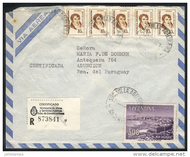 Registered Airmail Cover Sent From Villa Adelina To Paraguay On 28/MAY/1974. The Corresponding Rate Of $3.50 Was... - Autres & Non Classés