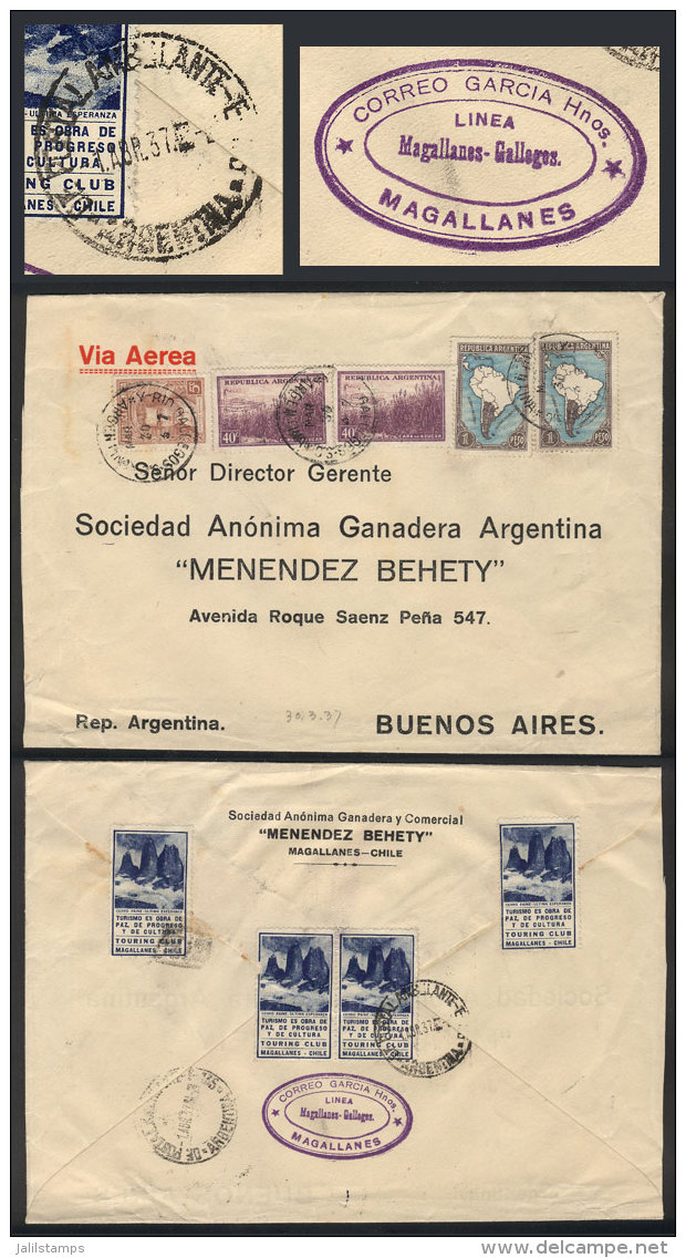 FANTASTIC COMBINATION Cover Carried By Car (messenger Agency) + Airplane + Train: Cover Sent From Punta Arenas... - Autres & Non Classés