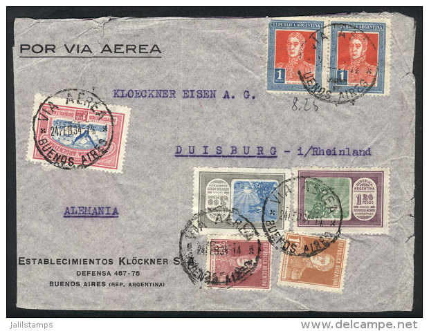 24/FE/1934 Buenos Aires - Germany: Airmail Cover Franked By GJ.652 + 654 (1.26 And 3.60P. Of First Airmail Issue) +... - Autres & Non Classés