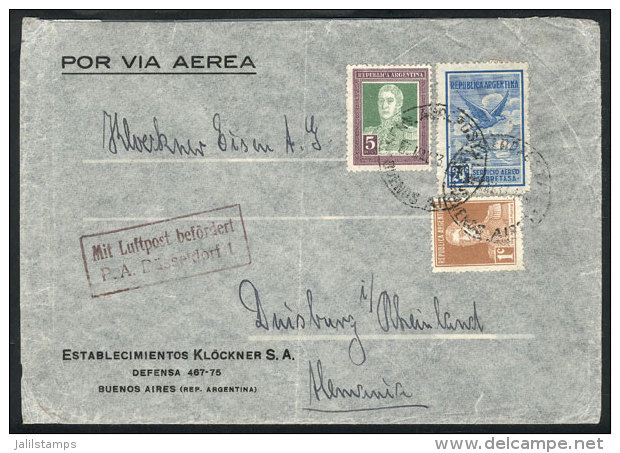 5/MAY/1933 Buenos Aires - Germany: Airmail Cover Franked With 5P. San Mart&iacute;n + Other Values (total 5.25P.),... - Autres & Non Classés