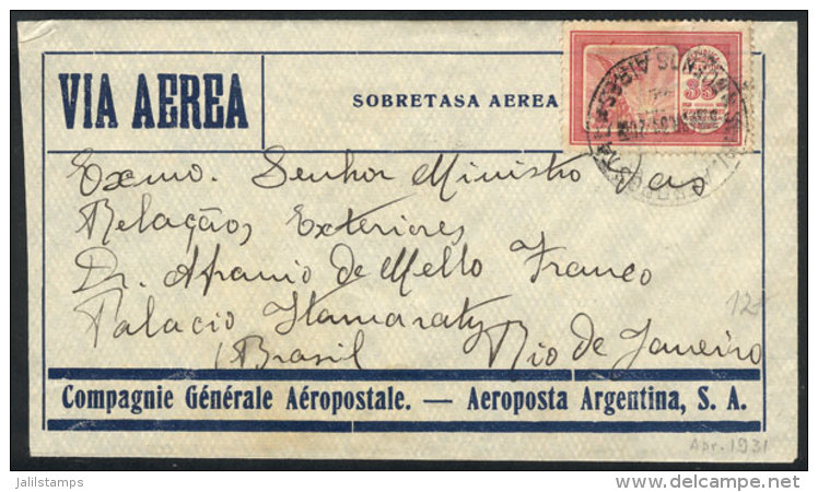 3/AP/1931 Buenos Aires - Rio De Janeiro: Airmail Cover Sent By Aeroposta Argentina - CGA With Arrival Backstamp For... - Autres & Non Classés