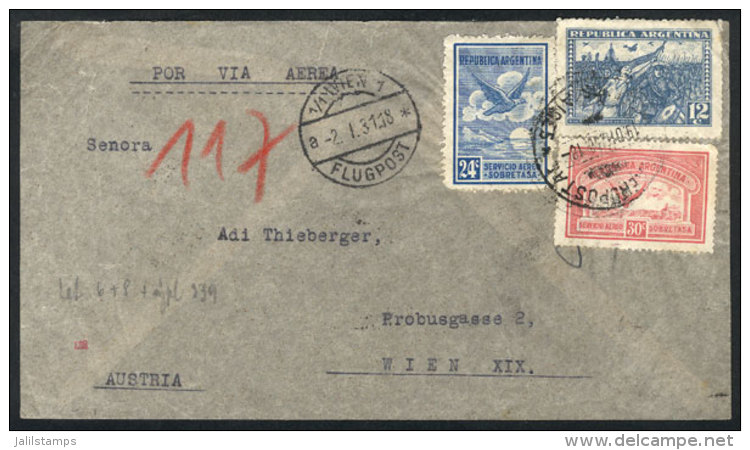 19/DE/1930 Buenos Aires - Austria: Airmail Cover (by Air France) Franked With 66c., With Transit Backstamps Of... - Autres & Non Classés