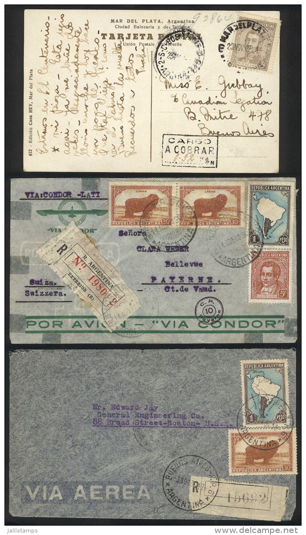 10 Covers And 1 PC Posted Between 1929 And 2007, With Varied And Interesting Postages And Destinations, For Example... - Autres & Non Classés