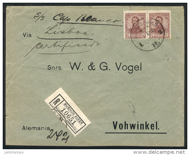 Registered Cover Sent From Buenos Aires To Germany On 2/JA/1913 Franked With 48c. (pair Of 24c. San Martin In... - Autres & Non Classés