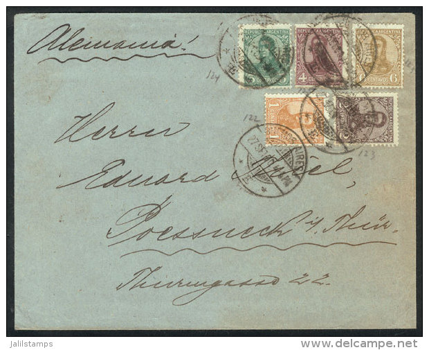 MULTICOLOR POSTAGE: Cover Sent From Buenos Aires To Germany On 27/SE/1909 Franked With 16c., With 5 Different... - Autres & Non Classés