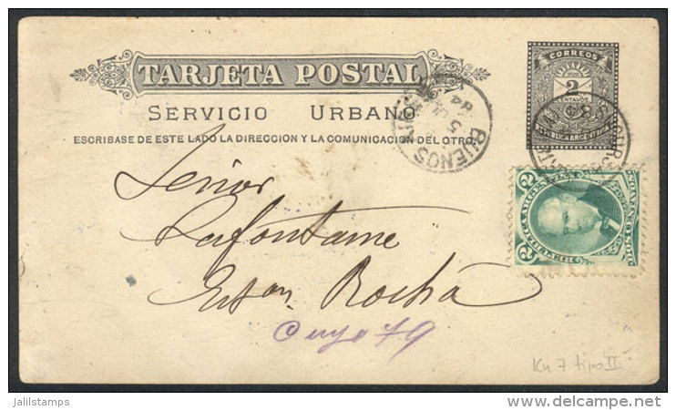 2c. "Little Envelope" Postal Card Uprated With 2c. (GJ.53), Canceled "SUCURSAL NORTE (B.A.) 4/JUN/1884", And Buenos... - Autres & Non Classés