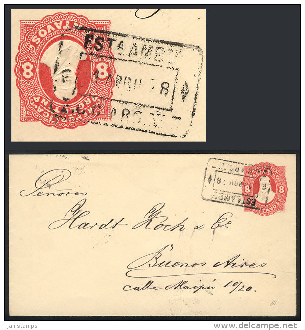 1/AP/1878 C&oacute;rdoba - Buenos Aires: 8c. Stationery Envelope Cancelled "ESTAFETA AMBULANTE F.C.C. ARG.... - Autres & Non Classés