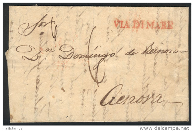 15/JUL/1830 BUENOS AIRES - Genova (Italy): Entire Letter That Received The Straightline "VIA DI MARE" Marking In... - Autres & Non Classés