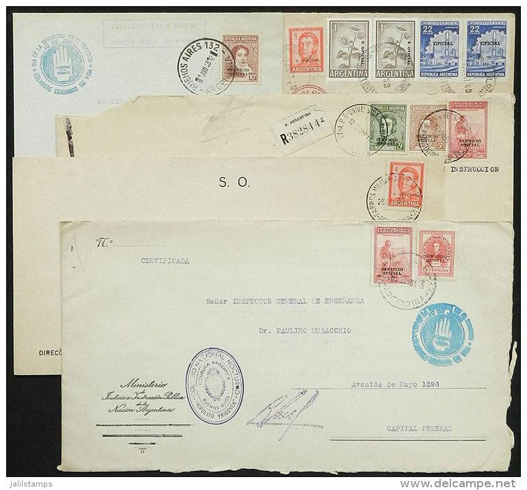 5 Covers Used Between 1948 And 1967 With Nice Postages, 2 With Interesting Hanstamp About ROAD TRAFFIC SAFETY, VF! - Service