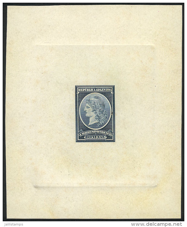 1901 Liberty Head, DIE PROOF In Steel Blue Without Face Value, Printed On Card With Glazed Front, Very Fine... - Service