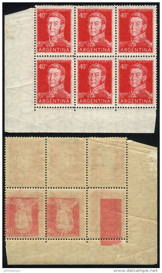 GJ.1041, Corner Block Of 6, With VARIETY: Negative Impression On Back, Inverted, Excellent And Rare! - Autres & Non Classés