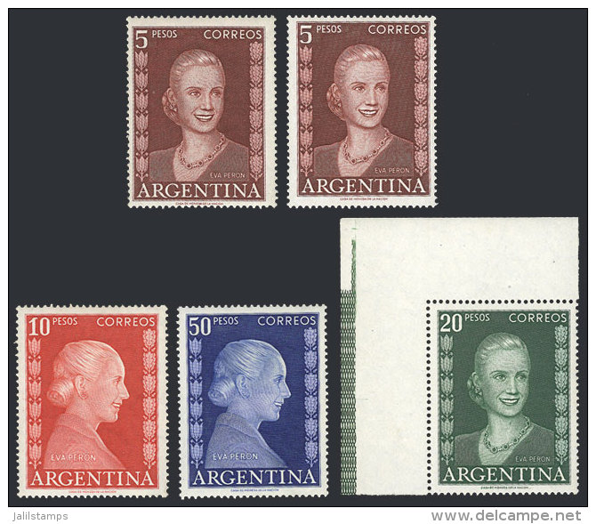 GJ.1019/1022, High Values Of The Eva Per&oacute;n Set, MNH (the 10P. With Small Hinge Mark), The 5P. Value On 2... - Autres & Non Classés