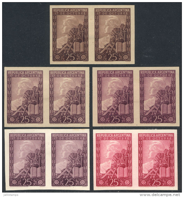 GJ.961, 1948 Commemoration Of October 17, Trial Color PROOFS: 3 Pairs On Opaque Paper And 2 Pairs On Glazed Paper,... - Autres & Non Classés